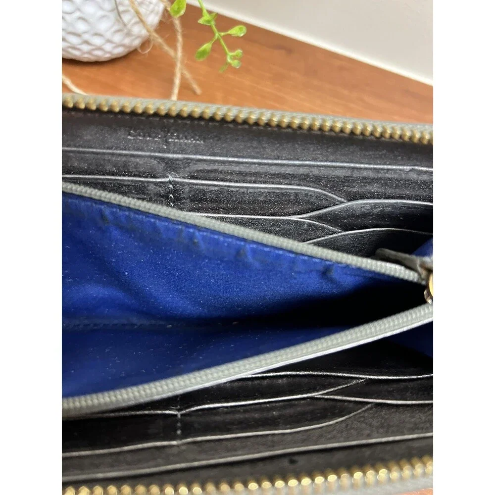 Cole Haan Women’s Silver Bronze Zip Around Leather Wristlet Wallet